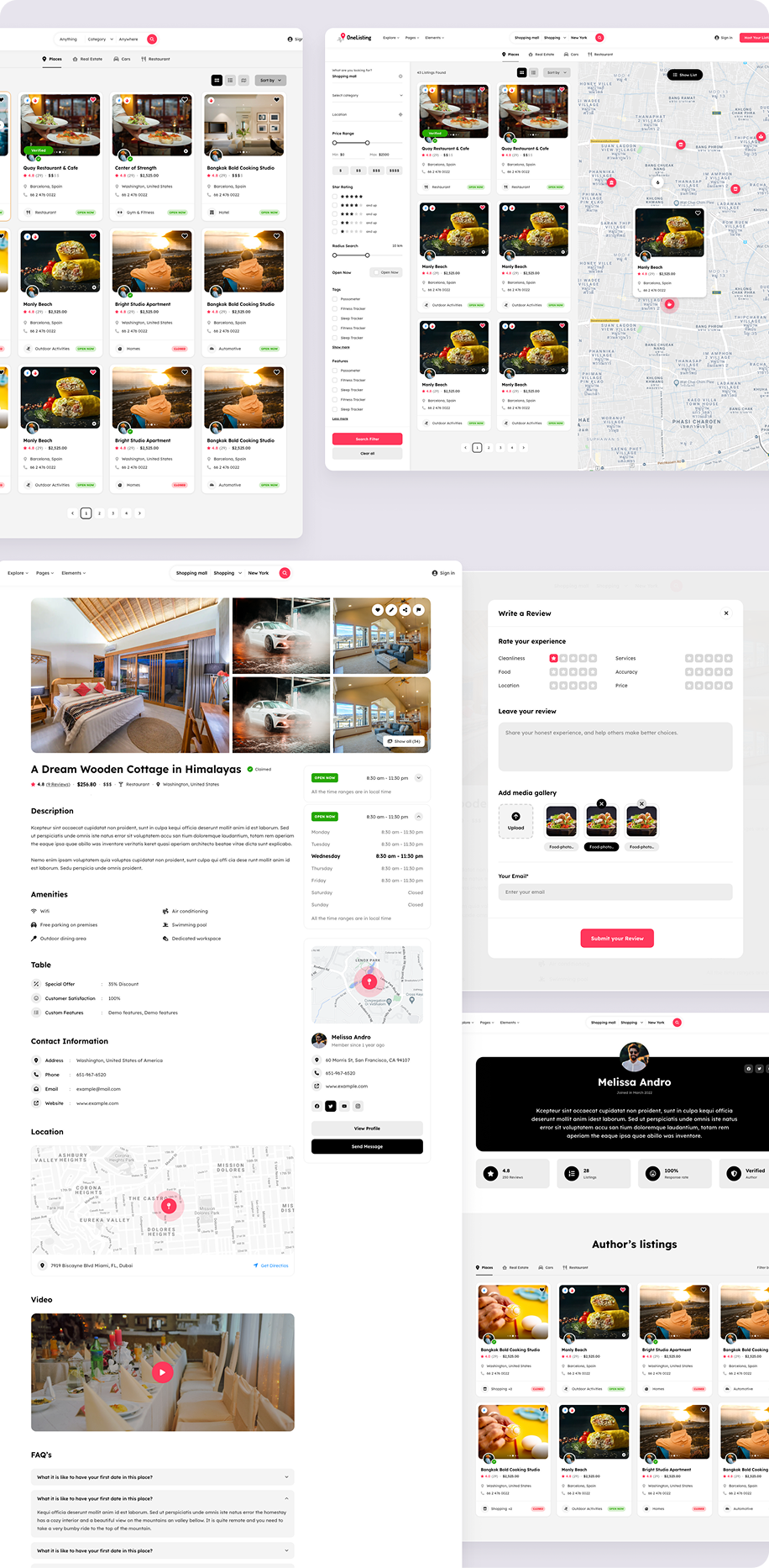 OneListing listing pages design
